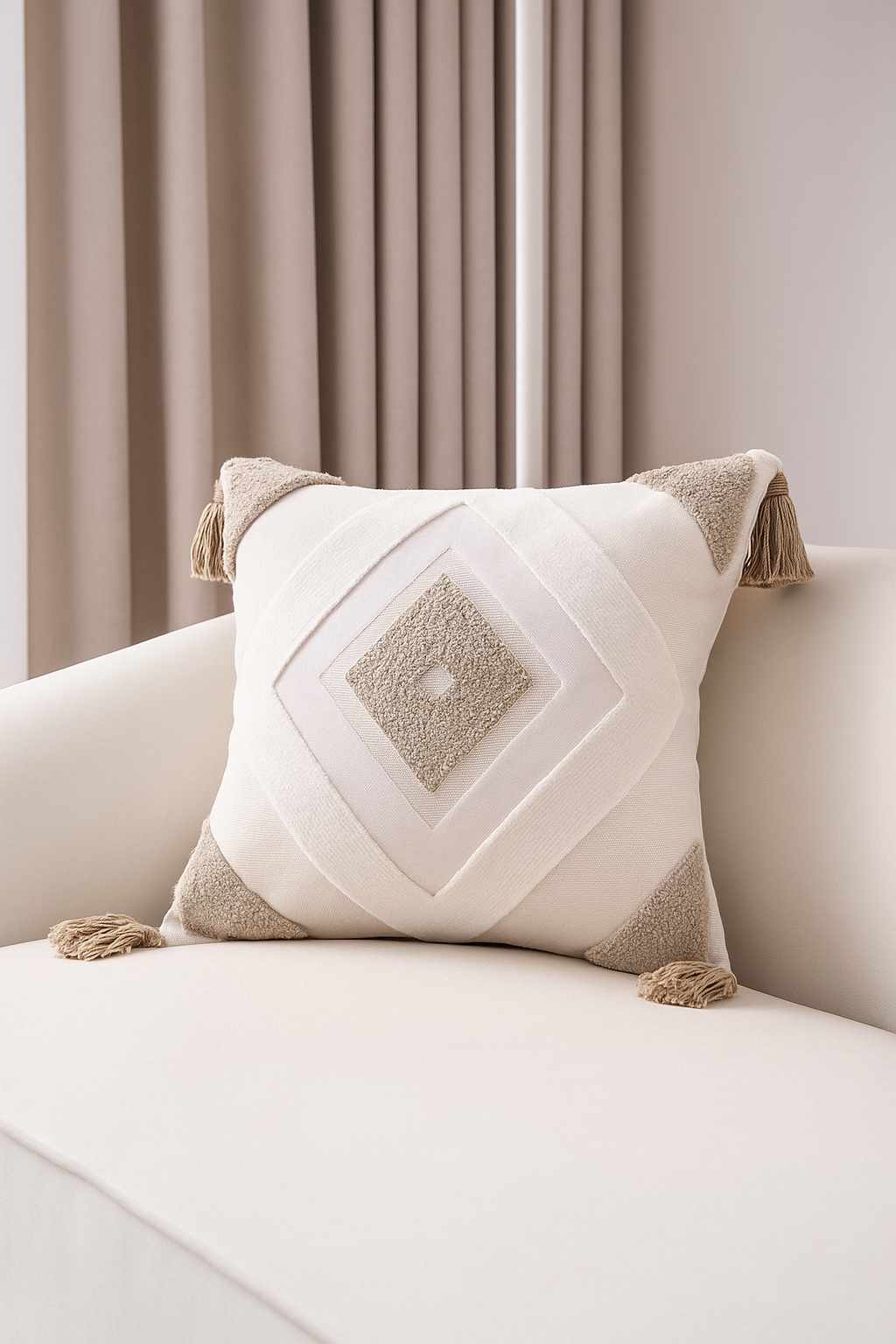 Boho-inspirierter Dekokissenbezug – Stilvolle Textur mit Fransen für Sofa und Schlafzimmer