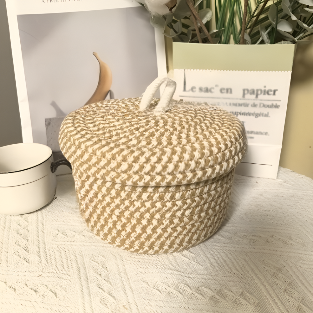 Runder Aufbewahrungskorb mit Deckel – Elegantes Design