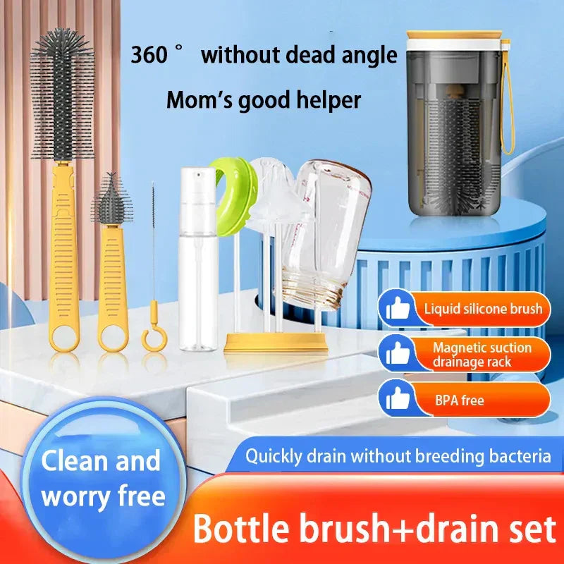 Bottle cleaning set - Ideal for on the go - Bottle brush & cleaner