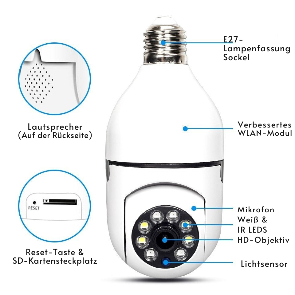 Security Camera with 360° Surround View and HD Night Vision