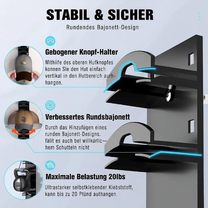 Wall Mount for Caps – Space for 10 Caps, Always Within Reach
