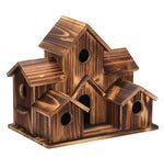 Wooden birdhouse with 6 entrances for small birds
