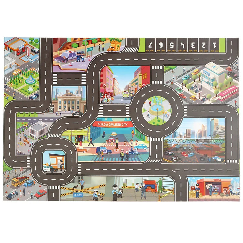 Automobilabenteuer - Zauberhafte Stadt Spielmatte - Spielmatte für Autos
