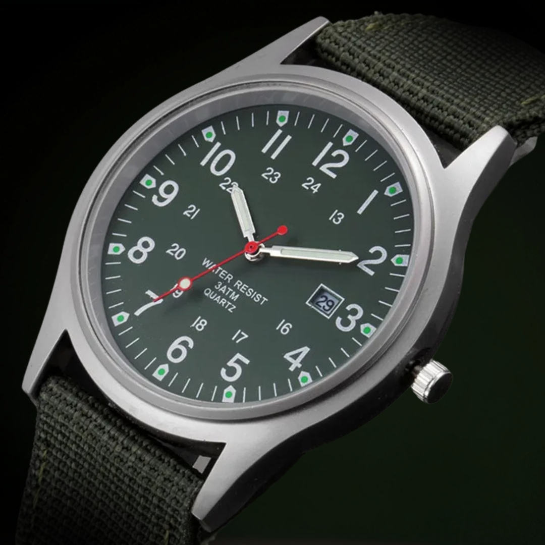 Elegant military-style wristwatch