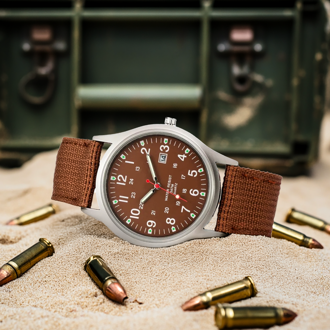 Elegant military-style wristwatch