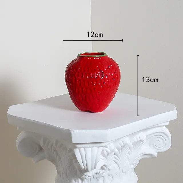 Decorative ceramic strawberry design flower vase for living and dining rooms