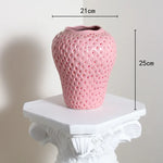 Decorative ceramic strawberry design flower vase for living and dining rooms