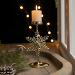 Vintage Golden Christmas Candle Holder - Atmospheric Table Decoration