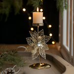 Vintage Golden Christmas Candle Holder - Atmospheric Table Decoration