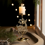 Vintage Golden Christmas Candle Holder - Atmospheric Table Decoration