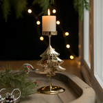Vintage Golden Christmas Candle Holder - Atmospheric Table Decoration
