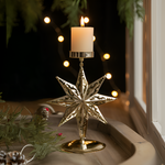 Vintage Golden Christmas Candle Holder - Atmospheric Table Decoration