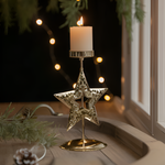 Vintage Golden Christmas Candle Holder - Atmospheric Table Decoration