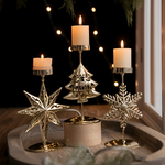 Vintage Golden Christmas Candle Holder - Atmospheric Table Decoration