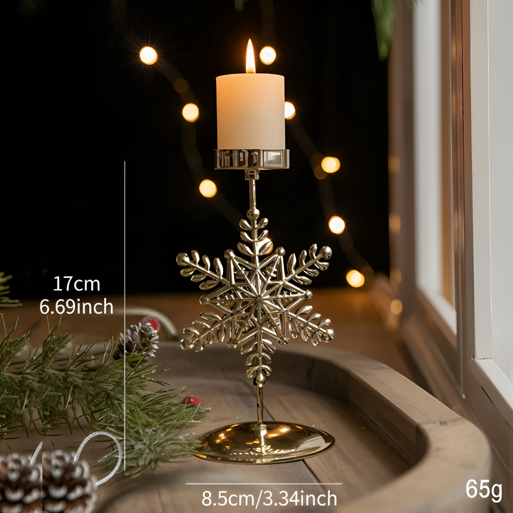 Vintage Golden Christmas Candle Holder - Atmospheric Table Decoration