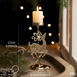 Vintage Golden Christmas Candle Holder - Atmospheric Table Decoration