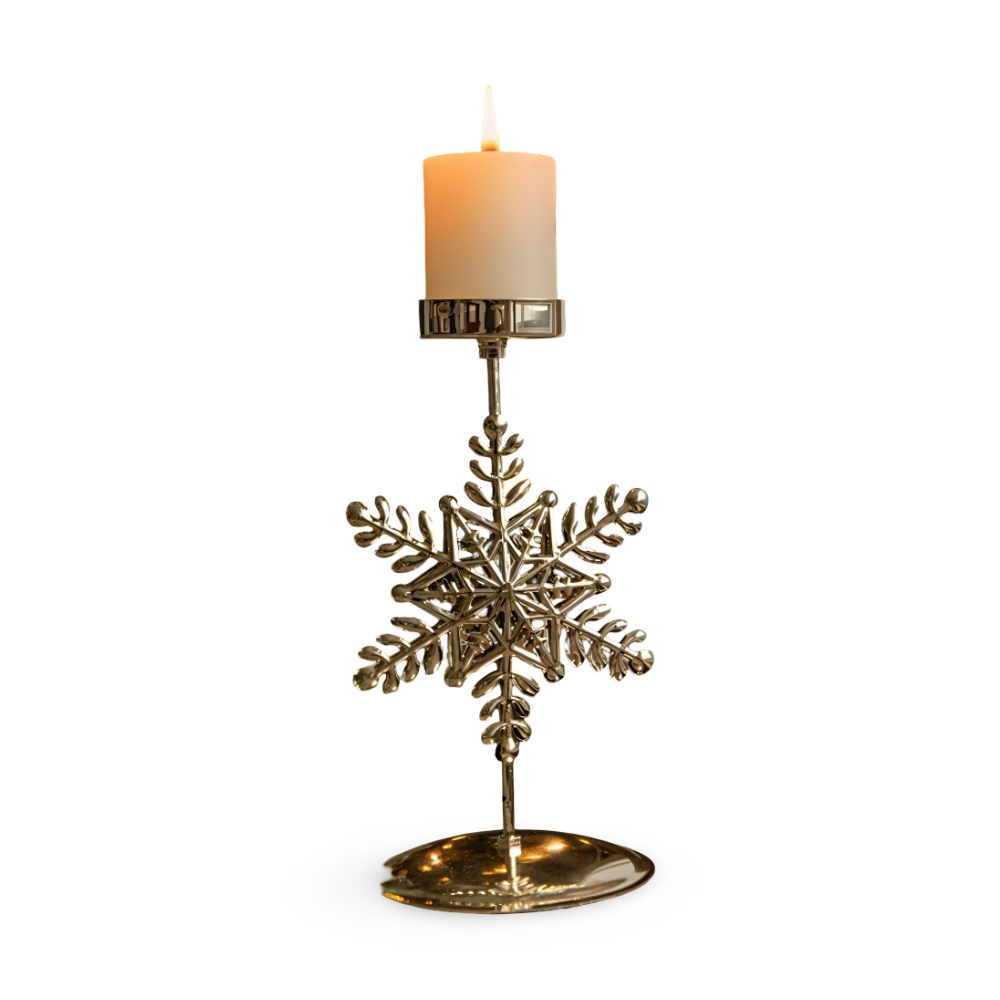 Vintage Golden Christmas Candle Holder - Atmospheric Table Decoration