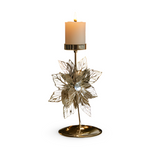 Vintage Golden Christmas Candle Holder - Atmospheric Table Decoration