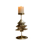 Vintage Golden Christmas Candle Holder - Atmospheric Table Decoration