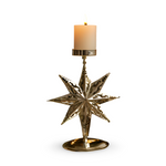 Vintage Golden Christmas Candle Holder - Atmospheric Table Decoration