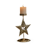 Vintage Golden Christmas Candle Holder - Atmospheric Table Decoration