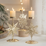 Vintage Golden Christmas Candle Holder - Atmospheric Table Decoration