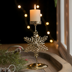 Vintage Golden Christmas Candle Holder - Atmospheric Table Decoration