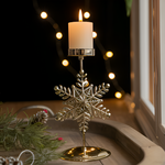 Vintage Golden Christmas Candle Holder - Atmospheric Table Decoration