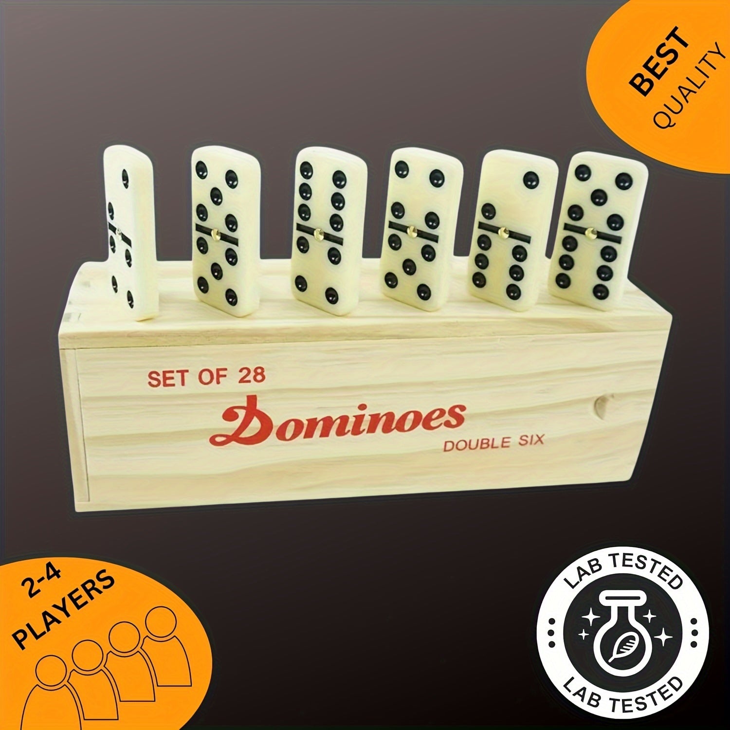 Traditionelles Domino - Doppel 6 Domino Set in Holzbox