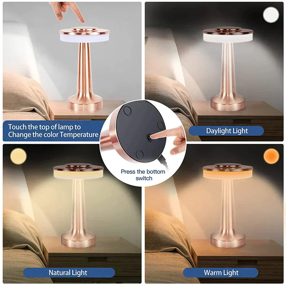 Elegante Kabellose LED Tischlampe - LumiCrest