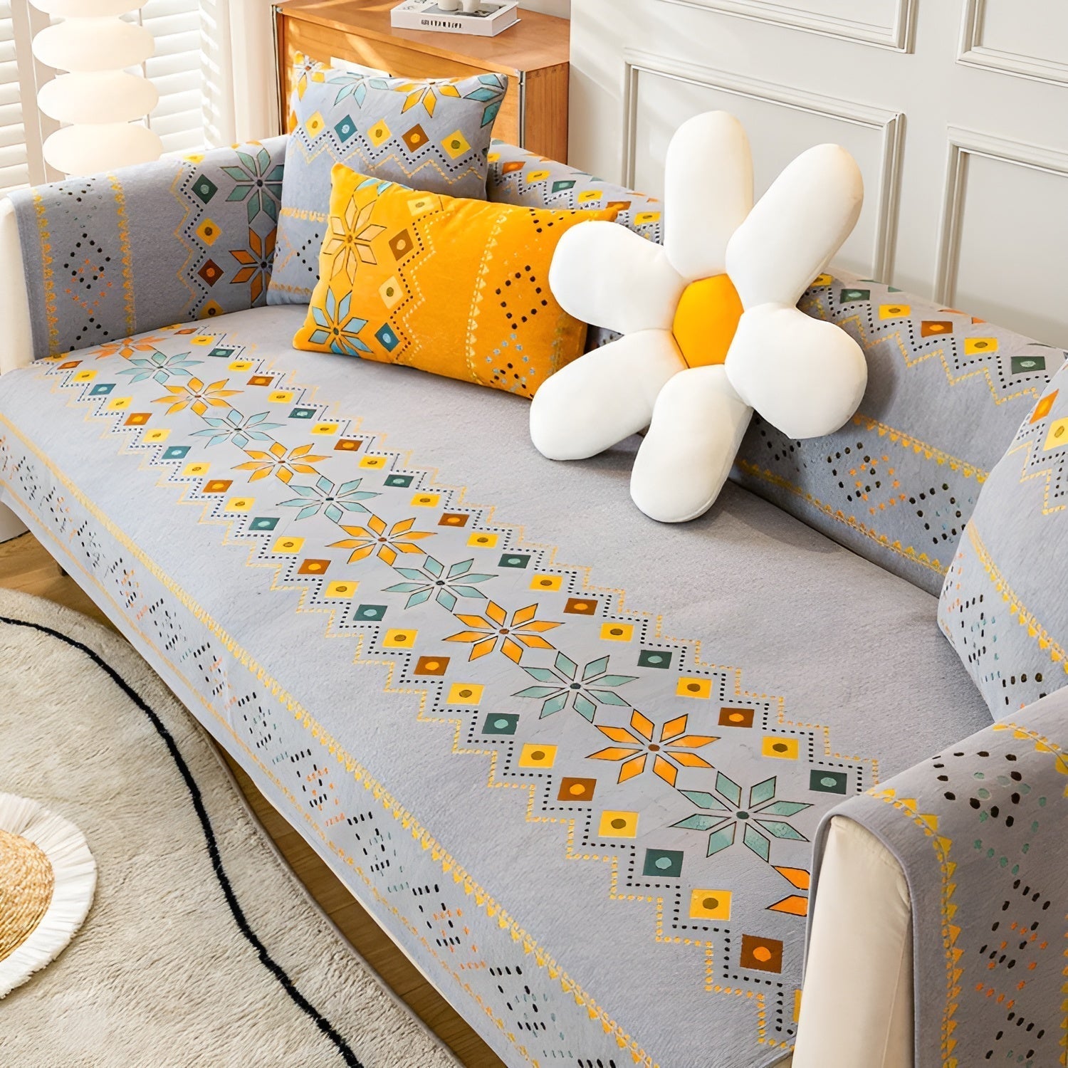 Boho Style Stretch Sofa Cover – Protects and Renews the Look