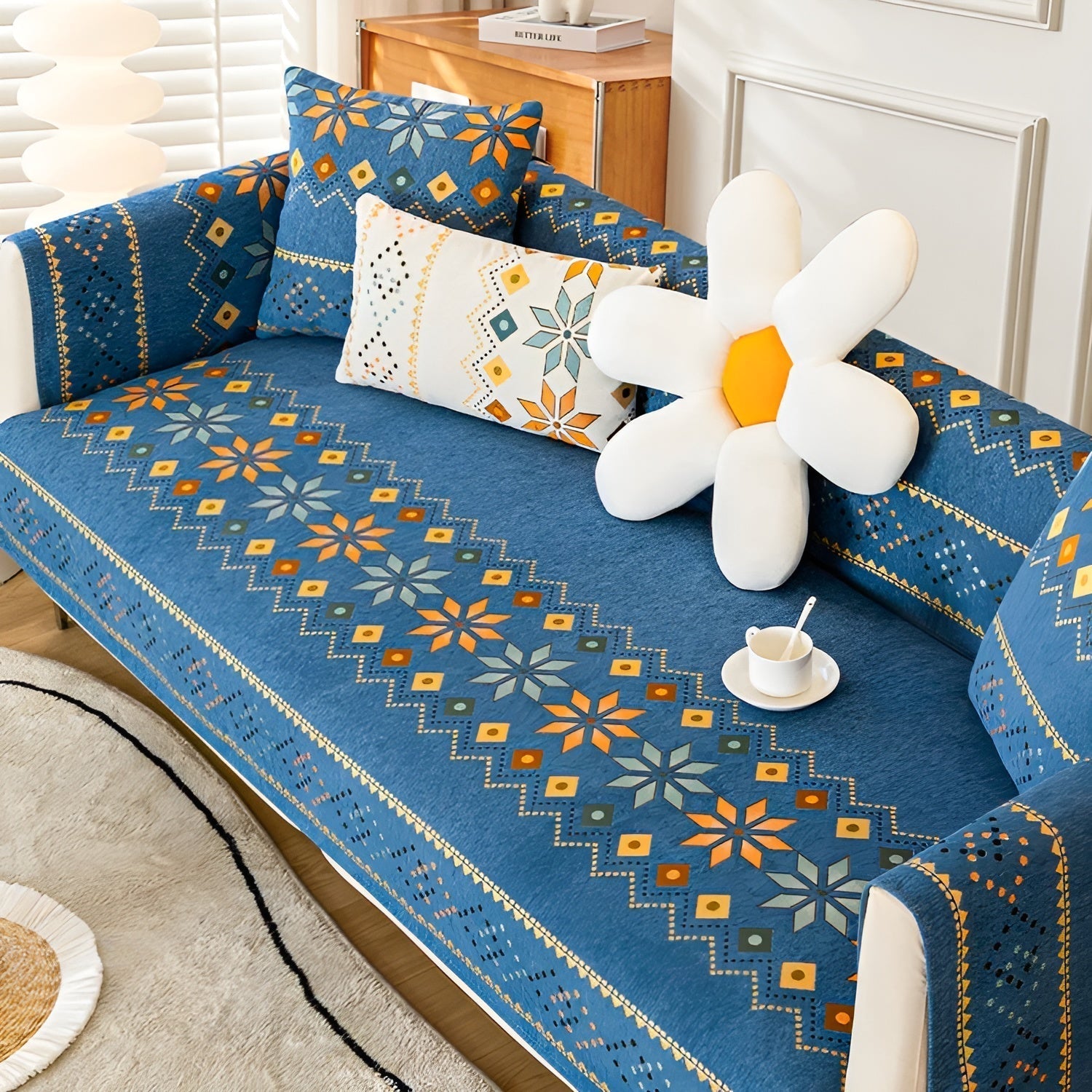 Boho Style Stretch Sofa Cover – Protects and Renews the Look