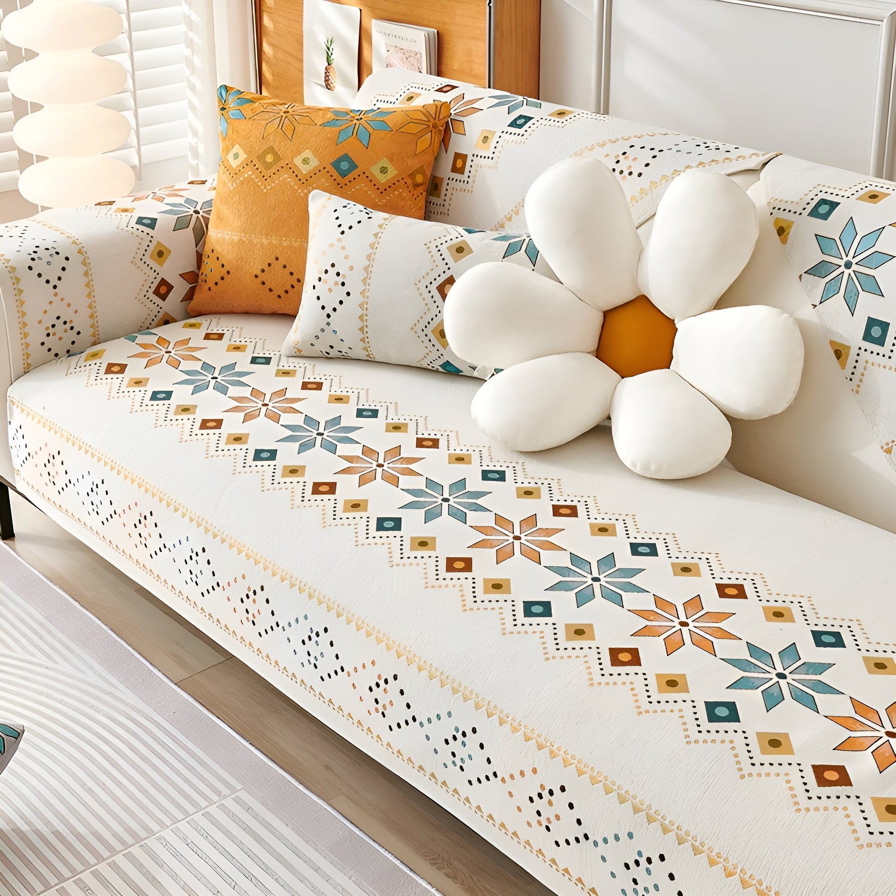 Boho Style Stretch Sofa Cover – Protects and Renews the Look