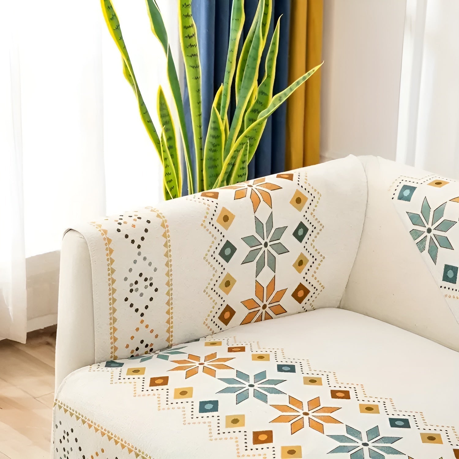 Boho Style Stretch Sofa Cover – Protects and Renews the Look