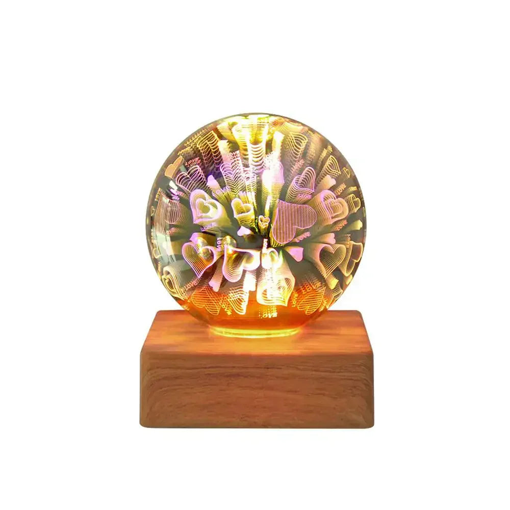 Zauberhafte Kristallkugel-Lampe mit 3D Feuerwerkseffekt