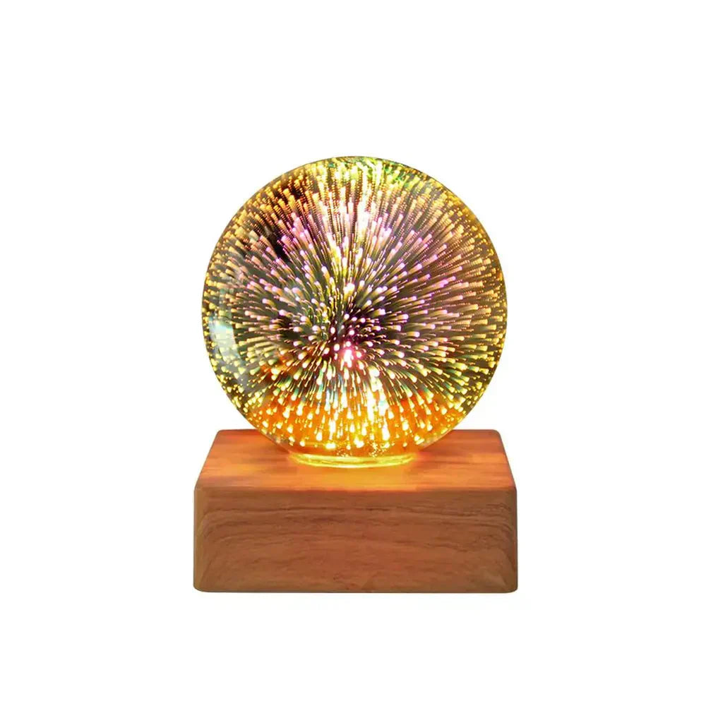 Zauberhafte Kristallkugel-Lampe mit 3D Feuerwerkseffekt