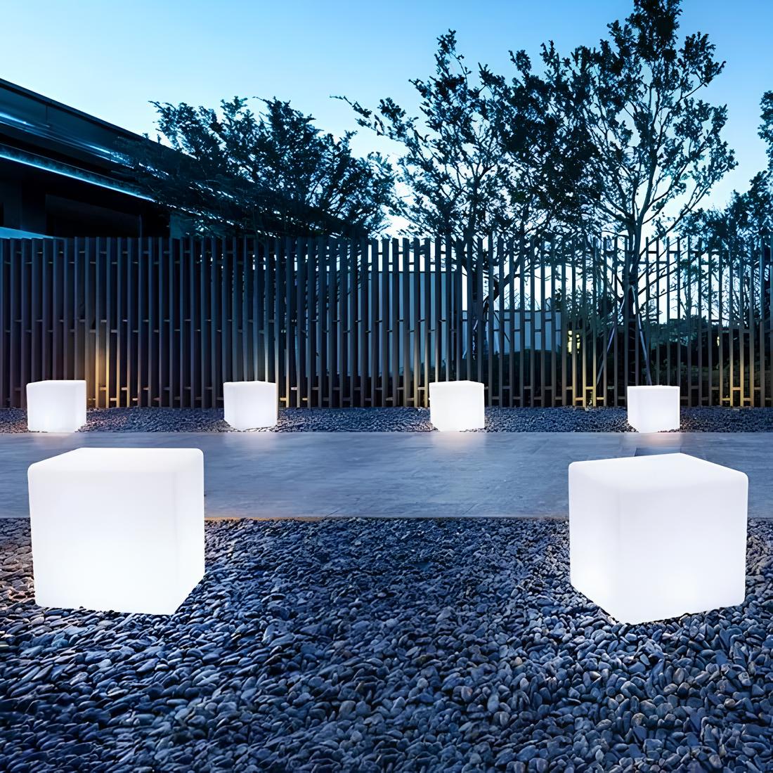 Modern LED cube lighting for garden and balcony with remote control