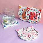 Cute cat-shaped coasters (4 pieces)