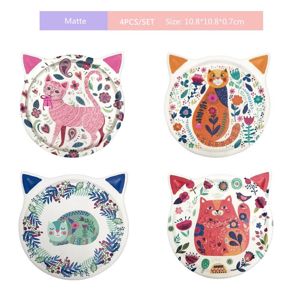 Cute cat-shaped coasters (4 pieces)