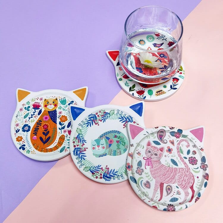 Cute cat-shaped coasters (4 pieces)