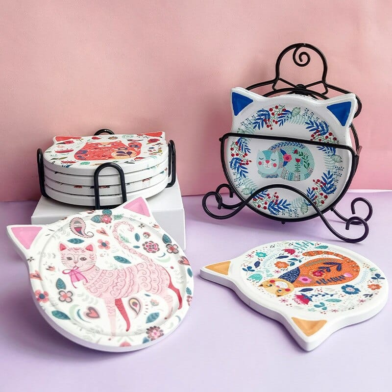 Cute cat-shaped coasters (4 pieces)