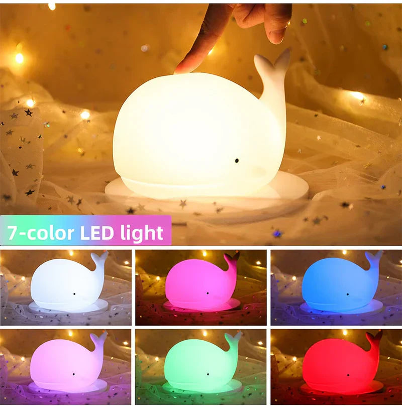 Niedliche Walfisch-Nachtlampe mit Farbwechsel - GlowWhale
