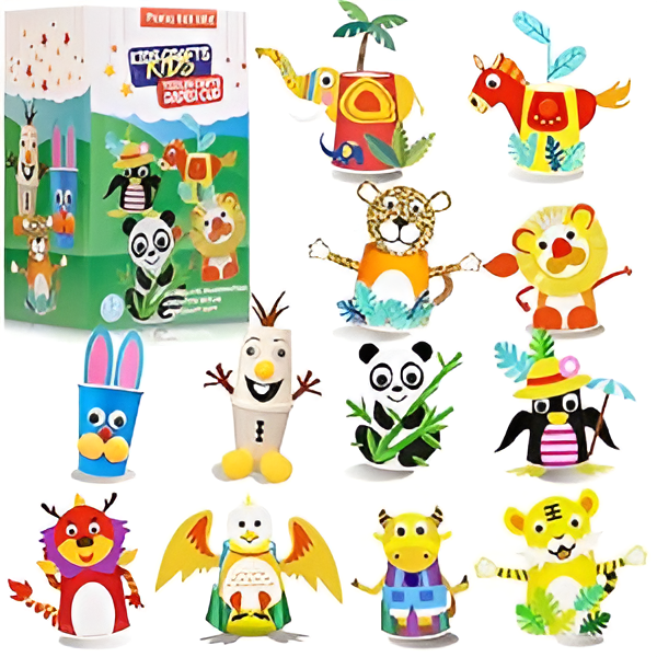 DIY 3D Papierbecher Aufkleber Set für kreative Köpfe