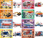 Fantasievolle Fahrzeug-Puzzle-Sticker (16 Bögen!)