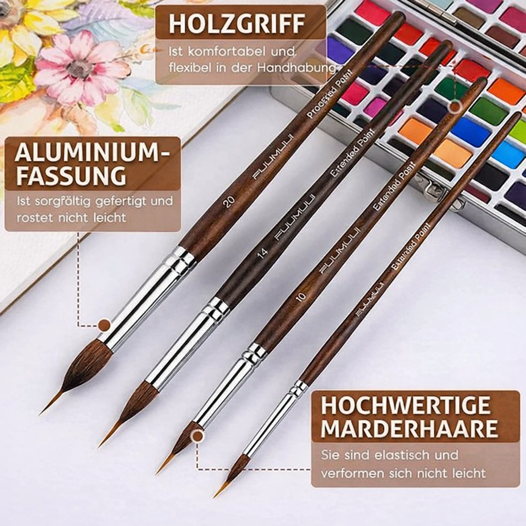 Präzisionspinsel-Set für Detailarbeiten | Ergonomischer Holzgriff