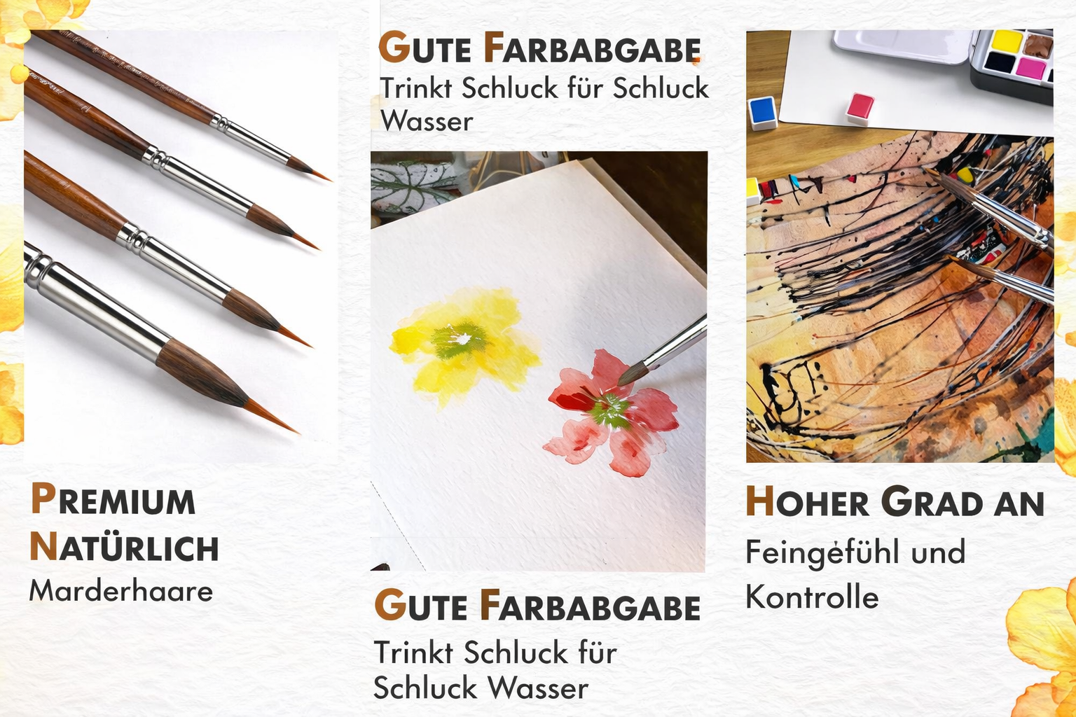 Präzisionspinsel-Set für Detailarbeiten | Ergonomischer Holzgriff