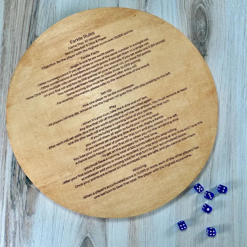 Würfelmeister - Holz Farkle Würfeltablett mit Punktetabelle für Familienspaß