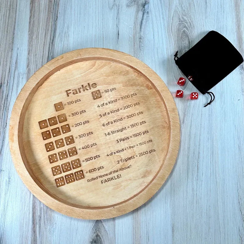 Würfelmeister - Holz Farkle Würfeltablett mit Punktetabelle für Familienspaß