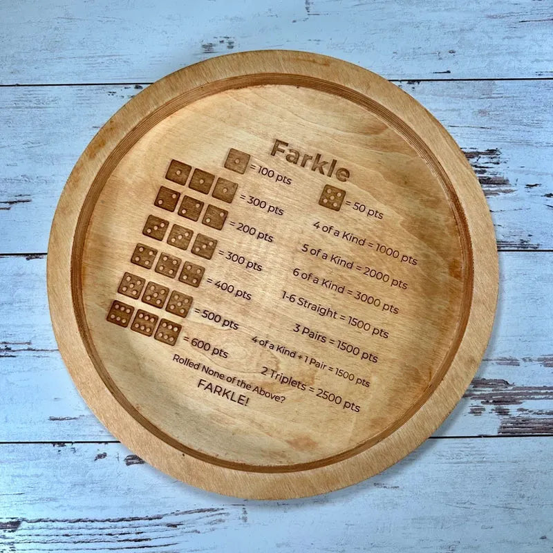 Würfelmeister - Holz Farkle Würfeltablett mit Punktetabelle für Familienspaß