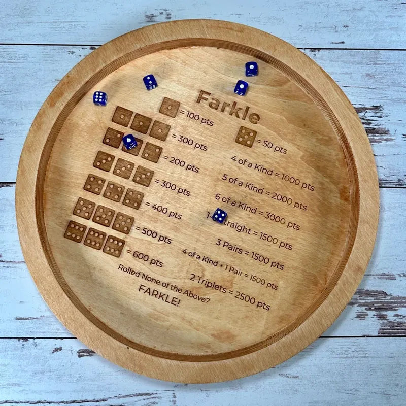 Würfelmeister - Holz Farkle Würfeltablett mit Punktetabelle für Familienspaß